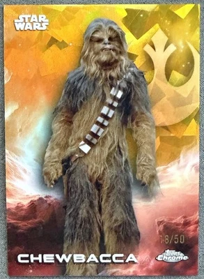 2025 Topps Chrome Star Wars Sapphire Chewbacca #23 Gold /50 - Image 1 of 2