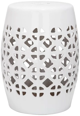 Safavieh Circle Lattice White Ceramic Garden Stool - Image 1 of 2