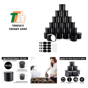 Black Candle Jars 10 oz Matte Tins 24 PCS Metal Candle Containers with Lids B... - Picture 1 of 8