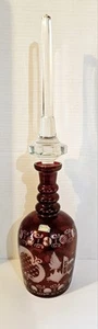 Vintage Egermann Bohemian Glass Decanter w/X-Long Clear Stopper Labeled 20"H - Zdjęcie 1 z 12