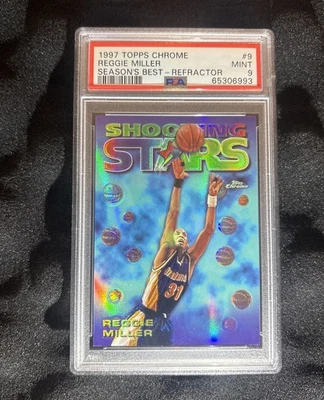 1997-98 Topps cromo Reggie Miller mejores estrellas fugaces de la temporada refractor PSA 9 Foto 1 de 3