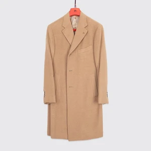 Isaia Napoli Coat Size EU52 Beige Soft Camelhair 3/4 Length Made in Italy - Picture 1 of 6