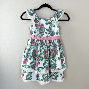 Pastourelle by Pippa & Julie Little Girl Sundress Floral Tiers Lace Eyelet 6 - Picture 1 of 9