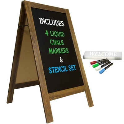 Large Sturdy Handcrafted 40" x 20" Wooden A-Frame Chalkboard Display / 4 Liqu... - Image 1 of 4