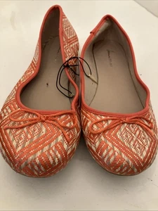 Lane Bryant Shoes Womens 12W Casual Slip On Ballet Flats Orange Woven w/Bow NWT - Picture 1 of 11