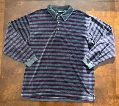 Vintage Trader Bay Mens Long Sleeve Shirt Size L Velvety Soft Gray Burgundy - Image 1 of 4