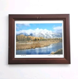 Fotografía enmarcada Tetons 2007 madera maciza firmada arte fotografía decoración de pared - Imagen 1 de 9