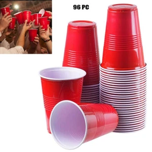 96 Count Disposable Plastic Cups Everyday Use Red Party Cups Strong Sturdy 16 Oz - Picture 1 of 1