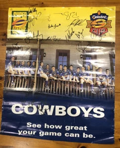 NORTH QUEENSLAND COWBOYS 1997 Super League TEAM POSTER many signatures OK COND - Picture 1 of 8