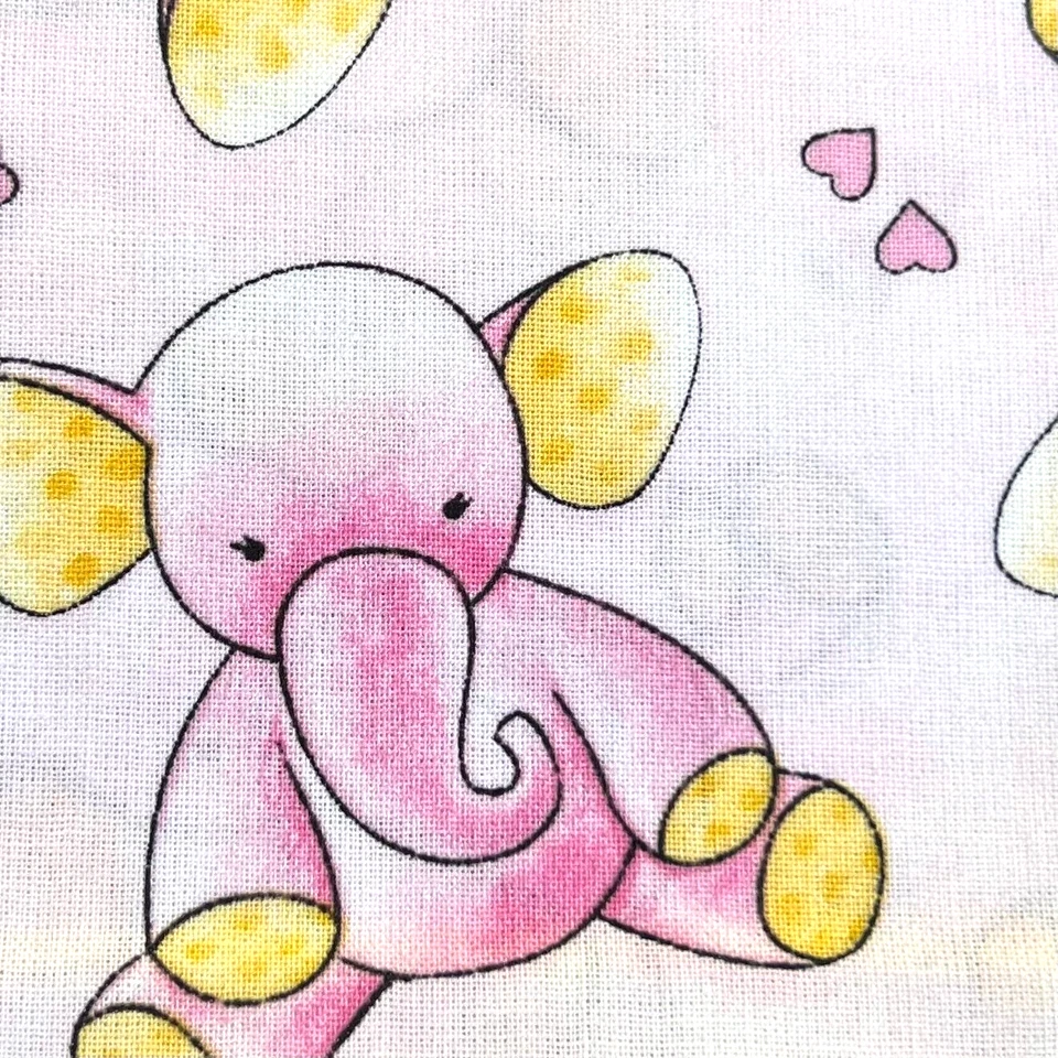 Fat Quarter Pink Baby Elephant Print Cotton Quilting Fabric Made in USA - Image 1 of 1