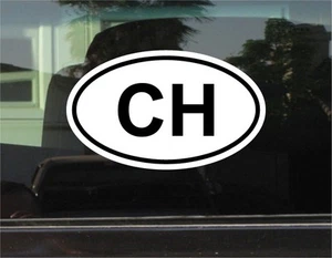CH - SWITZERLAND COUNTRY CODE OVAL WINDOW/BUMPER STICKER - Bild 1 von 1