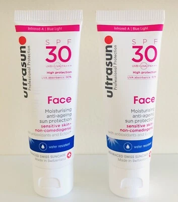 Ultrasun Face FPS 30 Crema Hidratante Antiedad UVA Protección Solar 2 x 25 ml