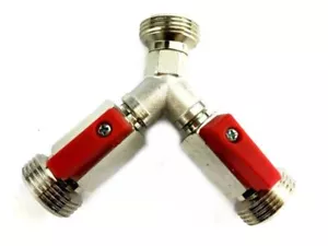 Distribuidor de grifo de cierre 2 líneas 1x 3/4" AG 2x 3/4" AG para reductor de presión Co2 N2 X - Imagen 1 de 1