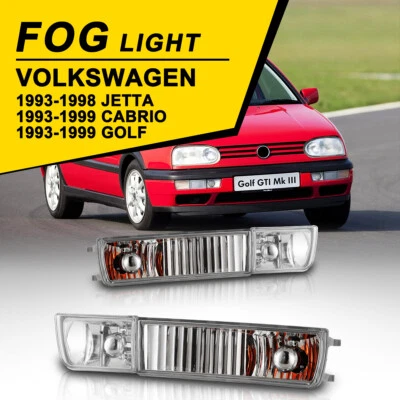 Fog Lights for 93-98 Volkswagen MK3 Golf Jetta Cabrio Bumper Driving Lamps PAIR — 第 1/4 张图片