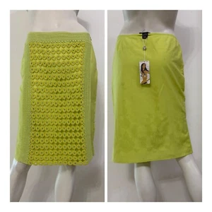 CUSTO BARCELONA Gonna verde decorazione crochet perline Tg S - NUOVO - Imagen 1 de 11