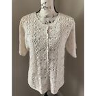 Vintage Jaclyn Smith Cardigan Seed Pearls Crochet Lace - Size Large