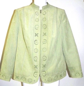 Conrad C Faux Suede Blazer Jacket Lightweight 100% Polyester Lime Green Size 14 - Picture 1 of 12