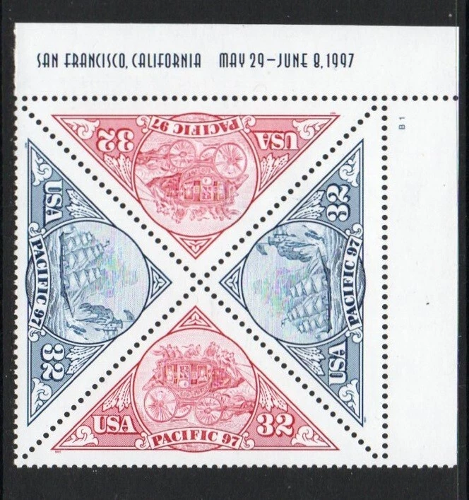 ALLY'S STAMPS US Plate Block Scott #3130-1 32c Pacific '97 [4] MNH [STK] - Image 1 of 1