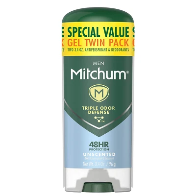 PACK DOBLE Mitchum Hombres Antitranspirante Gel Desodorante Triple Defensa de Olores Sin Perfume Foto 1 de 4
