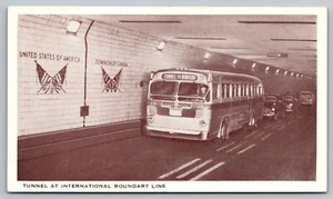 Postcard: Detroit-Windsor Tunnel, International Boundary Line, Divided, Unposted - Picture 1 of 2