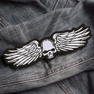 Skull Skeleton Wing Iron On Sew On Patch DIY Embroidered Applique Badge Emblem - Picture 1 of 3