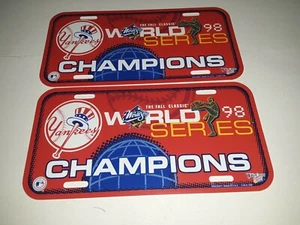 New York Yankees 1998 MLB World Series Champ Plastic License Plate (Set of Two) - Picture 1 of 3