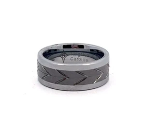 Titan Designs Spartan Tungsten Carbide 9mm Double Diagonal Cut Swivel Band Ring - Picture 1 of 4
