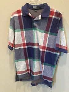 CAMISA POLO POLO RALPH LAUREN S/S A CUADROS CON LOGOTIPO PONY PARA HOMBRE L - ¡HECHA EN EE. UU.! - Imagen 1 de 5