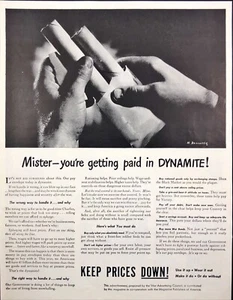 War Advertising Council Your Getting Paid in Dynamite WWII Vintage Print Ad 1943 - Picture 1 of 7