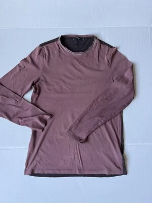 Camiseta de algodón marrón/borgoña de lujo para hombre Z Zegna manga larga talla M Foto 1 de 4