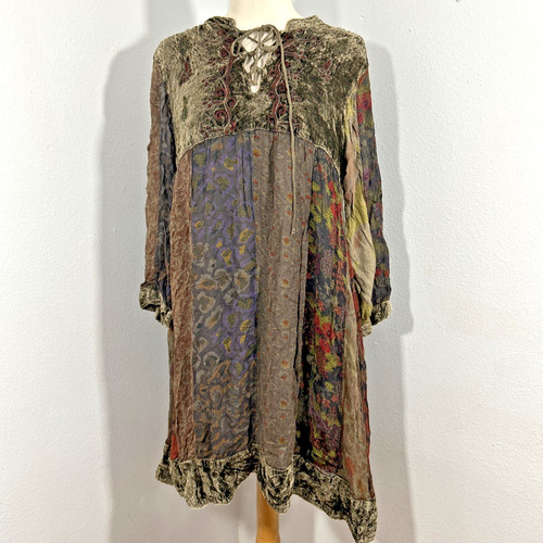 PALM ANGELS Mini Abito Young Threads Donna M Velluto Burnout Patchwork Hippie Zingaro