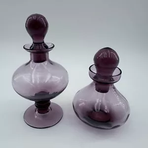 Vintage passendes Amethyst Kunst Glas dekoratives Parfüm Flaschenset (2) ca 1970er - Bild 1 von 23