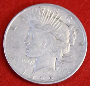 1922-D Peace Dollar 90 % Silbermünze im Umlauf PE319 - Bild 1 von 2