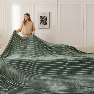 Seamless Big Blanket 120x120 Inch Oversized King Jacquard Stripes Huge Fleece... - Picture 1 of 5
