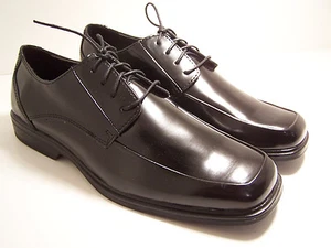 9 Jacob Zapatos de hombre Vestido negro Oxford Talla 9 Lace Up Patent Man Made NEW - Imagen 1 de 6