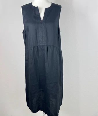J Jill Love LInen Dress Black Sleeveless Knee Length Size Petite Small Pockets - Image 1 of 4