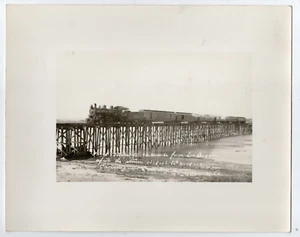 Großes Original Foto von 1916 von McCallum von Train on Trestle at Oceanside CA - Bild 1 von 2