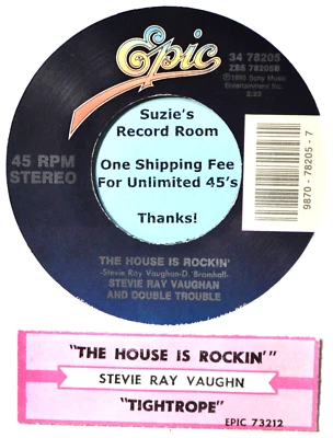 Stevie Ray Vaughan The House is Rockin Jukebox Strip & VG+ 45 7" Vinyl -Coupons! - Image 1 of 3