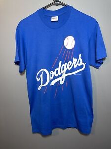 VINTAGE Los Angelas Dodgers Shirt Mens L Slim Fit 90s LA Graphic Logo 7