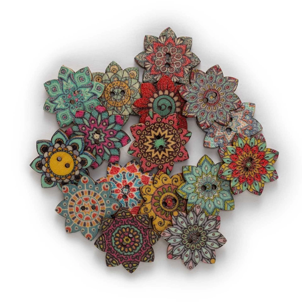 50pcs Retro Series Wood Buttons Sewing Scrapbooking Clothing Craft Making Decor - Image 1 of 2