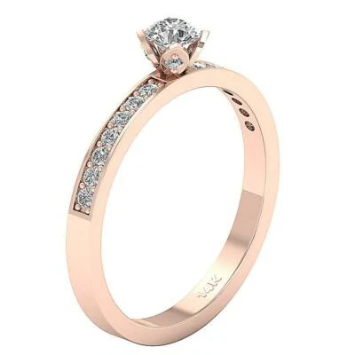 Обручальное кольцо с круглым бриллиантом-солитером 0,75 карата SI1 G 14 карат белое желтое розовое золото - Изображение 1 из 4