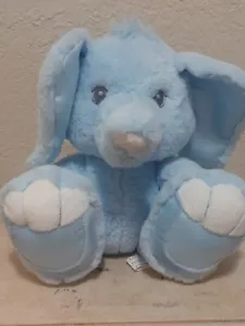 Aurora Baby Blue Elephant Plush Toy Satin Ears and Feet - Picture 1 of 9