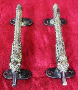 Manija de puerta de latón cocodrilo puerta empujar, tirar acabado antiguo vintage hecho a mano RJ29 - Imagen 1 de 5