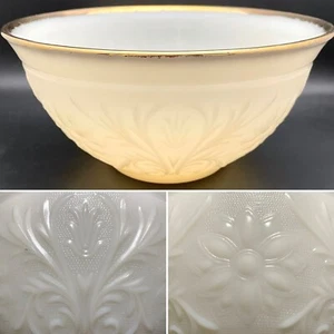 Anchor Hocking Milk Glass Sandwich Glass & 24Kt Gold Trim Punch Bowl Made in USA - Picture 1 of 8