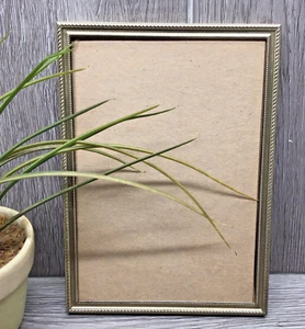 Vintage Gold Metal Brass Tone Photo Frame 5x7 Simple Decor Classic - Picture 1 of 5