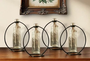 Set of Four Gray Round Metal Wall Vase - Picture 1 of 6