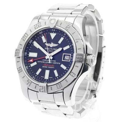 BREITLING AVENGER II GMT A32390 43mm SS Black Dial Automatic Date #C629 - image 1 of 4