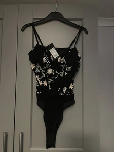 New Look Women’s Black Bodysuit Size 10 - Picture 1 of 5