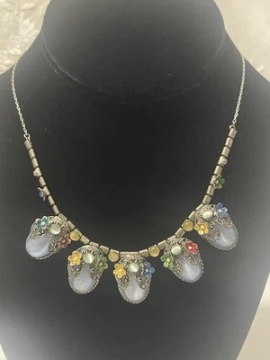 Gorgeous Mosaic Multicolor Enamel Crystal Bead Boho Statement Choker Necklace - Image 1 of 4