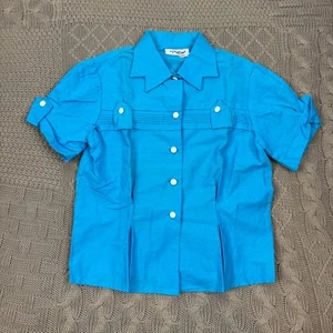 Vintage 50er Jahre Vintage Judy Kent Creation türkis Plissee Mädchen Bluse ~ 8 - Bild 1 von 12